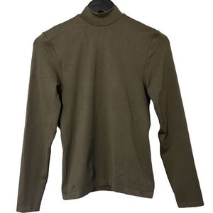 AVEC LES FILLES Green Mock Neck long Sleeve Top